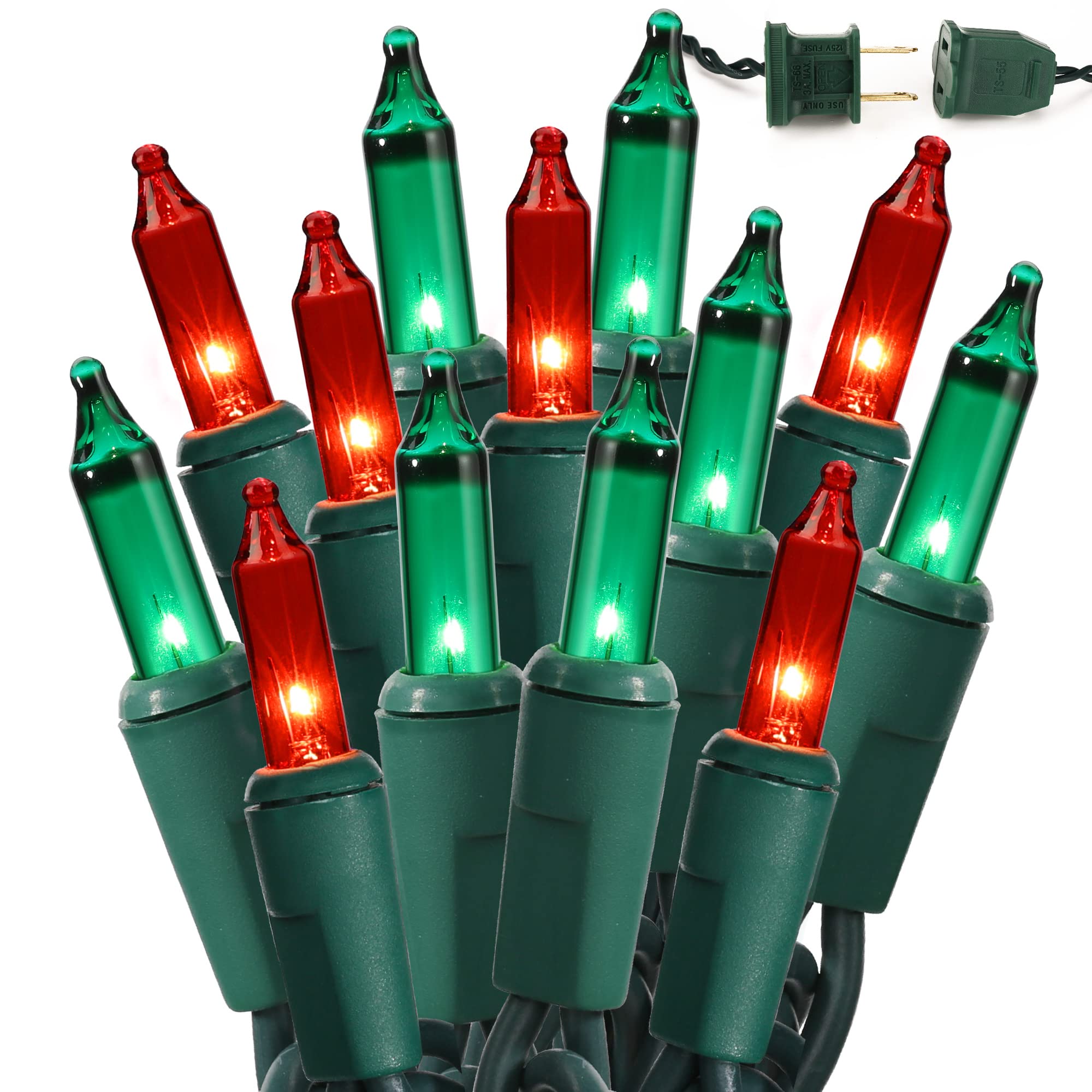 BrizLabs Steady On & Twinkle Christmas Lights - 100-ct Clear Outdoor Connectable Incandescent Mini Lights, Warm White String Lights for Xmas Tree, Indoor Holiday Party